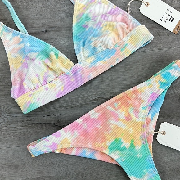 ☀️BILLABONG☀️ RAINBOW TIDE BANDED RAINBOW TIDE TANGA BIKINI SET - Picture 5 of 11